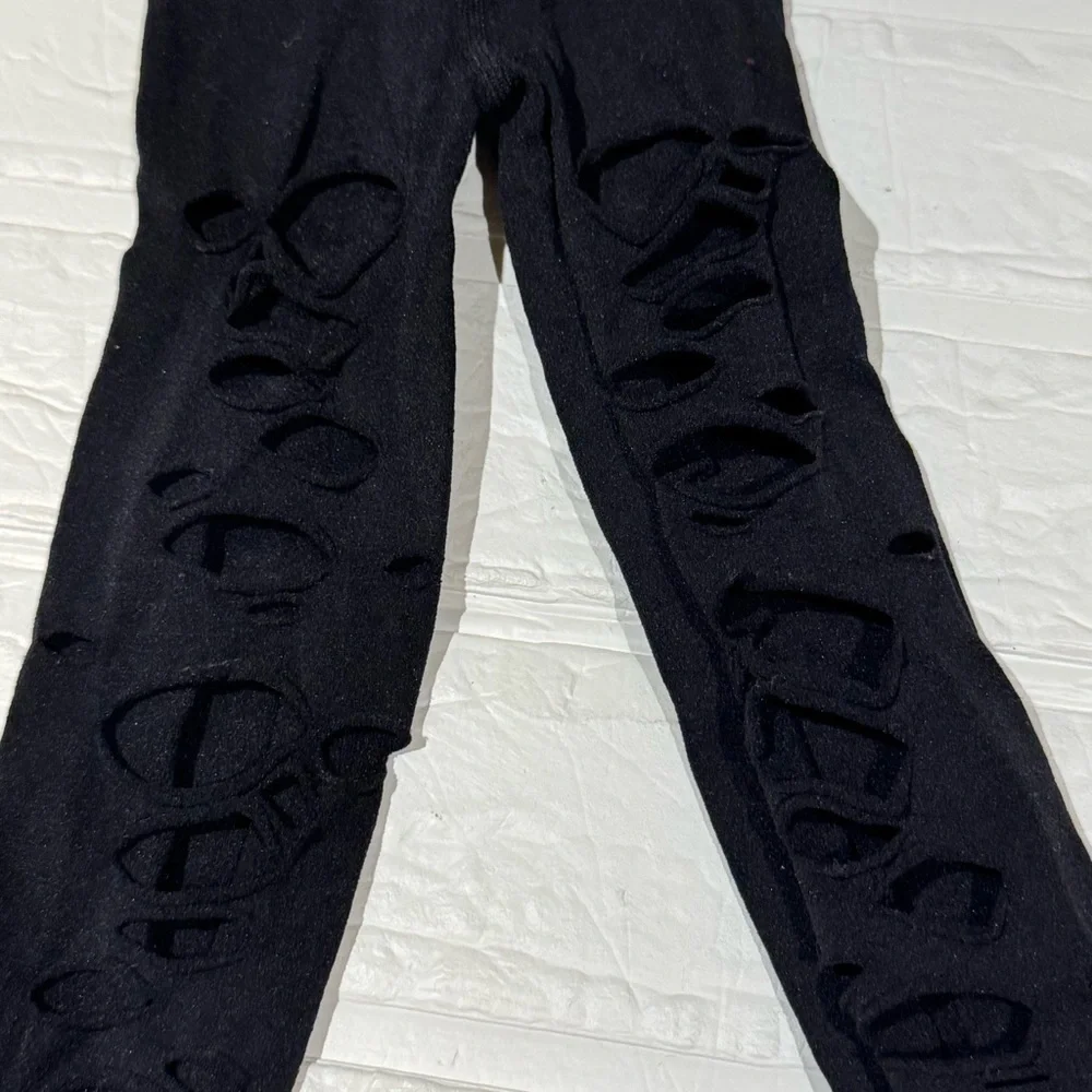 Spirit Black Tattered Tights Kids Size S/M in Blk